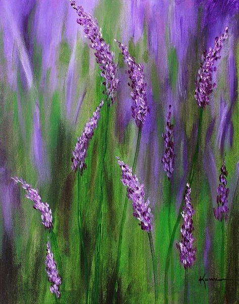 Lavender Garden, Lukisan Cat Air, Beginner Painting, Lavender Fields, Water Painting, Floral Garden, Pastel Painting, Learn To Paint, Art Floral