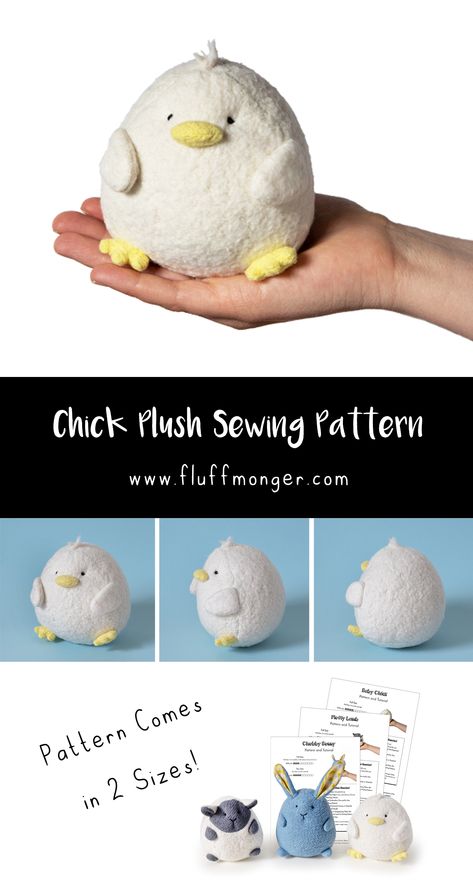 Baby Chick sewing pattern and tutorial, Easter sewing patterns, bunny sewing pattern, lamb sewing pattern, cute plush sewing patterns Simple Plush Sewing Patterns, Small Plush Sewing Pattern, Felt Animals Sewing Patterns, How To Make Your Own Stuffed Animal, Plushie Diy Pattern, Stuff Animals Sewing Patterns, Sewing Stuff Animals, Small Animal Sewing Patterns, Homemade Stuffed Animals Pattern