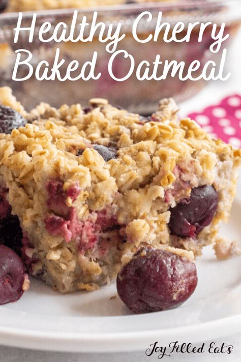 Cherry Oatmeal Muffins, Cherry Recipes Healthy, Cherry Oatmeal Bars, Trim Healthy Mama Breakfast, Oatmeal Bars Healthy, Cherry Recipes Dessert, Cherry Oatmeal, Thm E, Oatmeal Diet