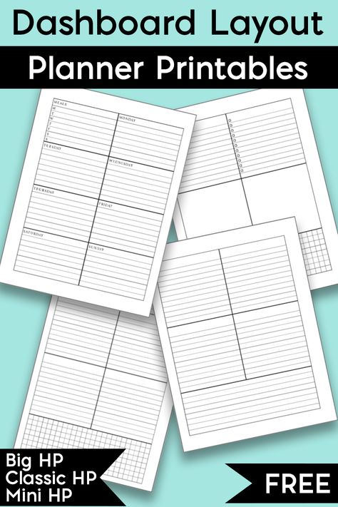 Are you looking for free dashboard layout planner printables? I have a set of various Dashboard layout planner pages - multiple versions so you can find one that works best for you. They come in Big Happy Planner (letter size), Classic Happy Planner, and Mini Happy Planner. Plus, you can print them for any size planner that you have. So if you love the Happy Planner Dashboard layout, these will be perfect for you. #happyplanner #planneraddict #freeplannerprintables Happy Planner Dashboard Layout Printable, Mini Happy Planner Printables Free Inserts, Mini Happy Planner Ideas, Micro Happy Planner Printables Free, Planner Dashboard Printable Free, Dashboard Planner Layout, Happy Planner Layout Free Printables, Dashboard Layout Happy Planner Ideas, Happy Planner Layout Ideas