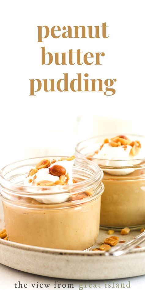 Peanut Butter Pudding is scrape-the-pan delicious. And this homemade pudding is just as easy as a box mix, but so much more scrumptious! #pudding #fromscratch #peanutbutter #noeggs Pudding Recipes Homemade, Peanut Butter Pudding, Butter Pudding, Homemade Pudding, Wholesome Snacks, Quit Drinking, Peanut Butter Recipes, Lost 100 Pounds, Butter Recipe