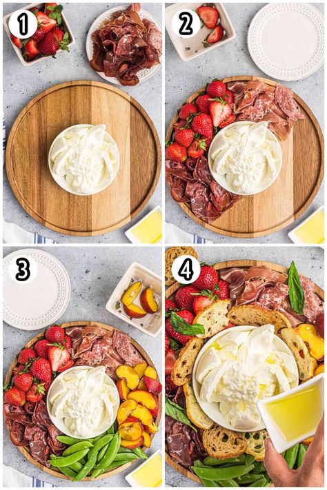 Charcuterie With Burrata, Charcuterie Board Burrata, Charcuterie Board With Burrata, Buratta Cheese Board, Mozzarella Charcuterie Board, Burrata Cheese Board, Burrata Board Ideas, Buratta Board, Burrata Charcuterie Board