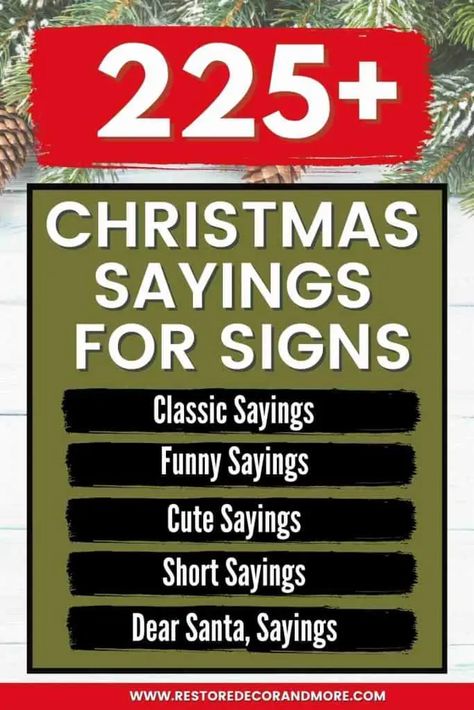 225+ Christmas Sayings For Signs - Ultimate List (2021) Christmas Board Signs, Christmas Sayings For Signs, Christmas Signs And Sayings, Santa Sayings, Sayings For Signs, Santa Signs, Short Christmas Quotes, Cute Christmas Quotes, Simple Sayings