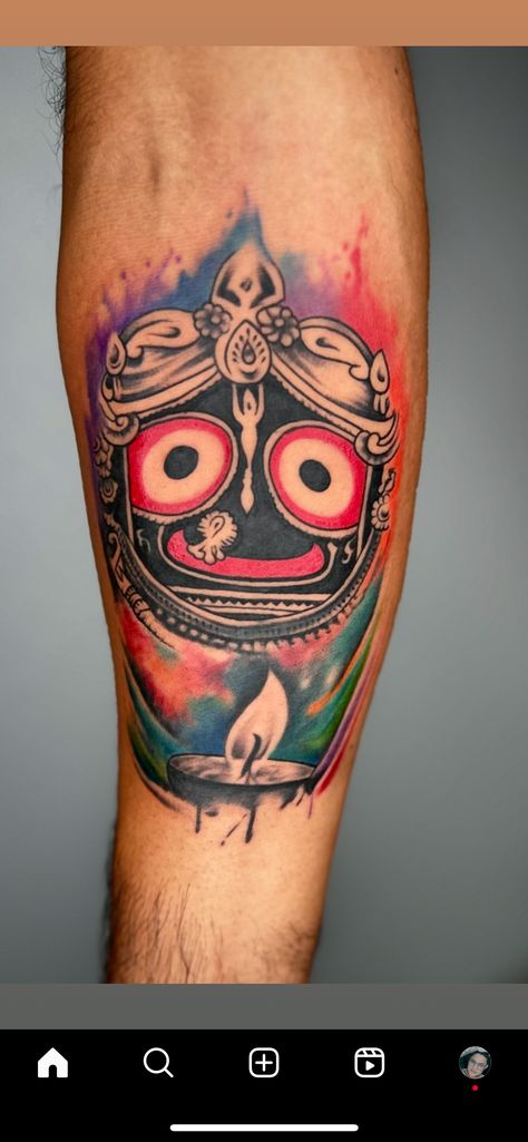 Jagannath Tattoo Design, Krishna Tattoo Ideas, Radha Krishna Tattoo, Krishna Tattoo Design, Flute Tattoo, Tattoo Printer, Krishna Tattoo, Tattoo Removal Cost, Baby Tattoo Designs