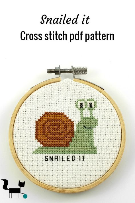 Snail Cross Stitch Pattern, Cross Stitch Ideas Easy, Small Cute Cross Stitch Patterns, Fun Cross Stitch Patterns, Cross Stiches Ideas Easy, Snail Cross Stitch, Kawaii Cross Stitch Pattern, I Will Get There, Mermaid Cross Stitch