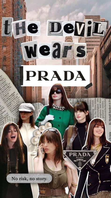 Film Collage Aesthetic, Prada Girl Aesthetic, Movie Collage Aesthetic, Devils Wears Prada, Prada Aesthetic Wallpaper, Devils Wear Prada, Fashion Collage Aesthetic, The Devil Wears Prada Poster, Devil Wears Prada Poster