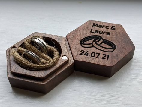 Excited to share the latest addition to my #etsy shop: Wedding Personalised Engraved ring box proposal ring bearer I do custom design wooden initials name date Mr and Mrs ring pillow gift hexagon https://etsy.me/36aO34p #brown #wedding #engagement #bridal #engraved #cu Mrs Ring, Ring Box Proposal, Engraved Ring Box, Hessian Fabric, Personalized Ring Box, Wedding Cushion, Wooden Initials, Proposal Ring Box, Custom Cufflinks