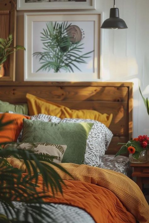 Retro Charm: Top 70's Bedroom Ideas Unveiled 70s Cozy Bedroom, Retro Aesthetic Home Decor, Modern 70s Bedroom, 70s Bedroom Ideas, 70s Bedroom Aesthetic, 70's Bedroom, 70s Inspired Bedroom, La Bedroom, Groovy Bedroom