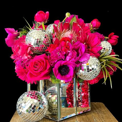 Mini Disco Ball, Disco Ball Decorations, Disco Birthday Party, Disco Decorations, Disco Party Decorations, Flower Words, Disco Theme, Cowgirl Birthday, Light Pink Flowers