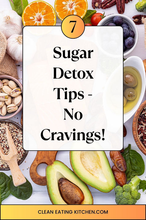 sugar detox tip pin. No Sugar Diet For Beginners, Sugar Detox Symptoms, No Sugar Challenge, Sugar Detox Plan, Detoxifying Food, Stop Sugar Cravings, Reduce Sugar Cravings, Sugar Detox Diet, Sugar Diet