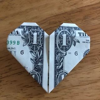 Origami Heart Dollar Bill Tutorial, Dollar Heart Origami, Hart Origami, Money Origami Heart, Fold Dollar Bill, Easy Money Origami, Money Origami Tutorial, Gifting Money, Origami Easy Step By Step