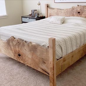 Gorgeous Live Edge Maple Bed by Seth Ketel Live Edge Bed, Rustic Bed Frame, Bed Frame Design, Wooden Bed Design, Live Edge Furniture, Bespoke Clothing, Wood Beds, Rustic Bedroom, Remodel Bedroom