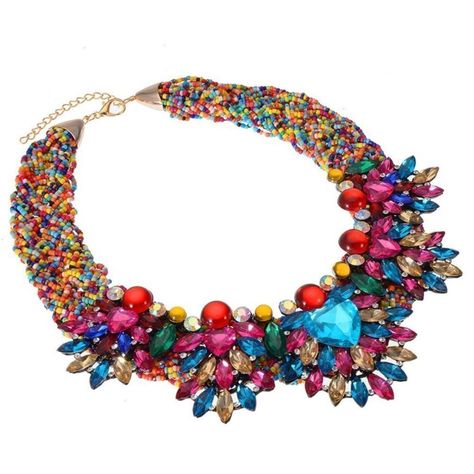 Brand New - Bold And Sparkly Chunky Bib Braided Beaded Adjustable Statement Necklace With Round, Marquise, And Heart Cut Austrian Crystal Colors: Chain: Yellow Gold Beading: Multi Colored / Confetti Color Crystals: Multi Colored **Please Note: Last Photo Is Of Same Necklace, But In Different Color To Show Size Necklace Length: 17.75" With A 3.75" Extender (Adjustable) Pendant Length: 8.66" X 2.36" Lobster Claw Clasp Closure Made From Yellow Plated Plated High Quality, Eco-Friendly Copper Alloy, Seed Beads And Inlaid With Sparkling Austrian Crystals Nickle And Lead Free - Hypoallergenic New & Unworn Comes Packaged And Sealed Simple Pearl Pendant, Amazon Outfits, Double Horn Necklace, Chunky Bead Necklaces, Rhinestone Statement Necklace, Statement Collar Necklace, Resin Acrylic, Art Deco Necklace, Bib Necklaces