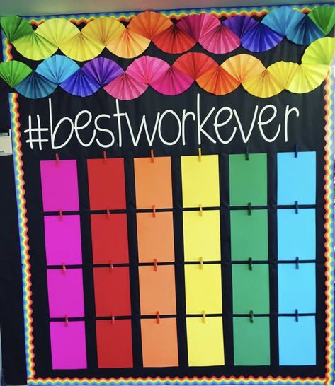 Classroom Setup Ideas, Student Work Bulletin Board, Rainbow Theme Classroom, Free Classroom Printables, Ideas For Back To School, Work Bulletin Boards, Preschool Bulletin, Preschool Bulletin Boards, Classroom Board