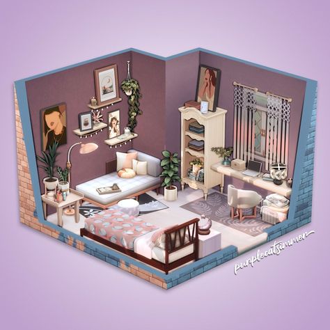 Bedroom Ideas Sims 4 No Cc, Sims Rooms Ideas No Cc, Sims 4 Girly Bedroom, Sims Bedroom Ideas No Cc, Sims 4 Room No Cc, Sims 4 No Cc Rooms, Sims 4 Bedroom Decor, Sims 4 Interior Design Ideas No Cc, Sims 4 Cozy Bedroom