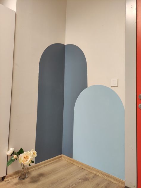 Corner Paint Ideas, Corner Wall Paint, Wall Arch Paint, Space Wall Painting, Half Painted Walls, Modern Kids Bedroom, Aesthetic Room Ideas, Bedroom Wall Paint, Dekorasi Kamar Tidur