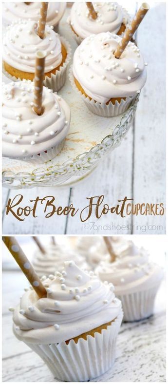 Root Beer Float Cupcakes, Rootbeer Float Cupcakes, Cupcake Recipes From Scratch, Summer Cupcakes, Cake Mug, Beer Float, Savory Cakes, Gateaux Cake, Cupcake Flavors