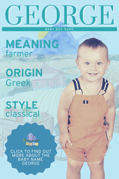 When you think of the name George, you probably immediately think of some of the most important figures in history. These include George Washington, George Harrison, and King George of Britain. The name still denotes that feeling of nobility despite meaning farmer, and it is making a comeback with other vintage names. #boyname #babyname One Syllable Names, Boy Name Meanings, Regal Names, Baby Name Meaning, George Costanza, Beatles George, Middle Names, Vintage Names, Baby Names And Meanings