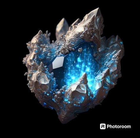 Floating Crystal Fantasy Art, Magic Crystals Fantasy Art, Fantasy Metal Ore, Crystal Magic Art, Magic Crystal Art, Fantasy Crystal Art, Crystal Monster, Fantasy Gemstone, Space Crystal