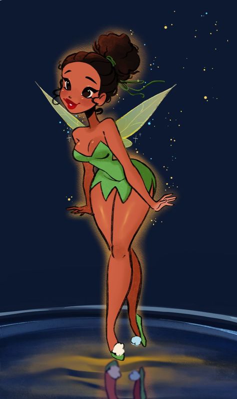 Black Fae, Robert Mccall, Oc Fanart, Black Fairy, Black Cartoon Characters, Black Art Painting, Cartoon Tattoos, Disney Princess Art, Black Cartoon