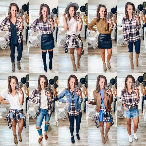 over 20 ways to style a flannel shirt — cerriously How To Make Flannels Look Cute, Ways To Style A Flannel, Style A Flannel Shirt, How To Style A Flannel Shirt, Flannel Shirt Outfit Women, How To Wear A Flannel Shirt, How To Style Flannel, Repurpose Fashion, How To Wear A Flannel