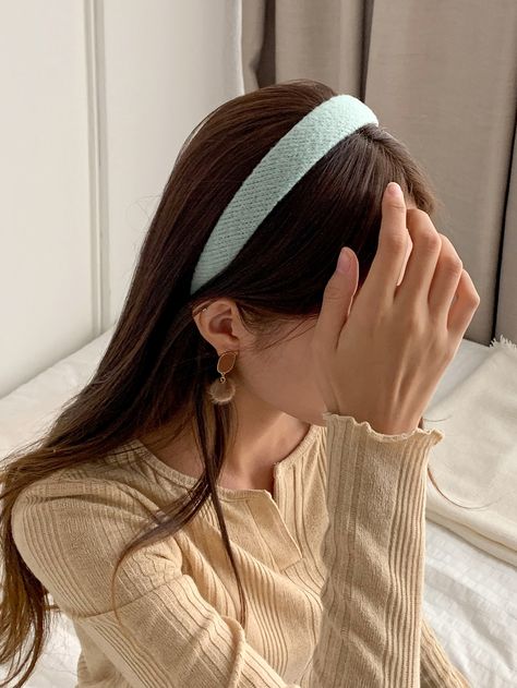 Green Casual   Fabric Plain Wide Headband Embellished   Women Accessories Korean Style Headband, Cute Headbands Aesthetic, Headband Aesthetic, Headbands Hairstyles Short, Korean Headband, Jewelry Accessories Aesthetic, Aesthetics Jewelry, Heartless Curls, Hairband Hairstyle