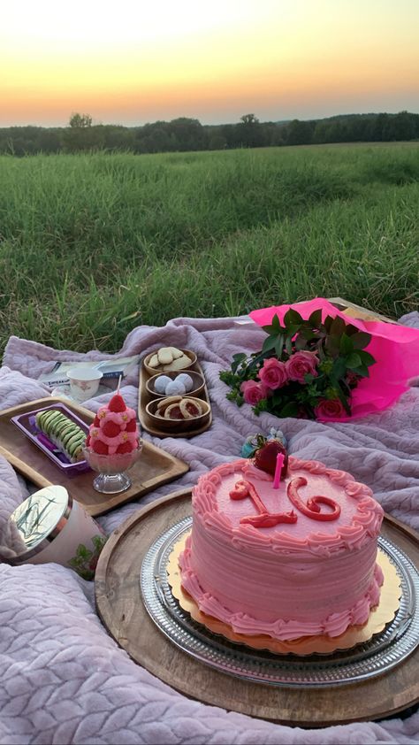 its literally so cute, i love how i took this Picnic Aesthetic Pink, Pink Birthday Picnic, Pink Picnic Aesthetic, Sweet 16 Aesthetic, 16 Aesthetic, Pink Picnic, Aesthetic Picnic, Birthday Picnic, Birthday Aesthetic