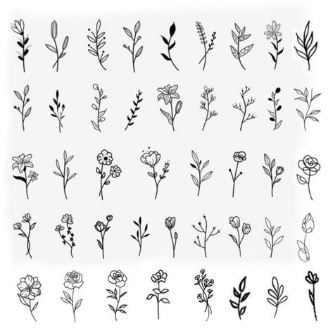 42 Tattoo, Png Flowers, Drawn Flowers, Illustration Blume, Hand Drawn Flowers, Flower Doodles, Decoration Wedding, Finger Tattoos, Mini Tattoos