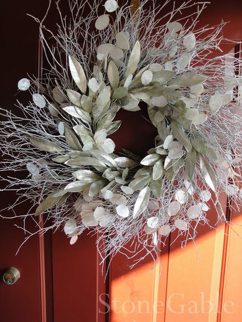 StoneGable: Winter Wreath- A Tutorial January Wreath, Hone Decor, Wreaths For Front Door Diy, Front Door Diy, Winter Door Decorations, Winter Wreath Diy, Christmas Door Wreath, Winter Decorating, Winter Wreaths