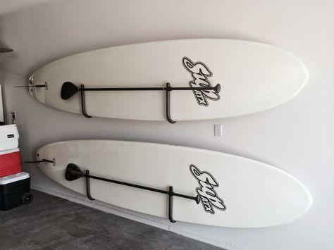 Paddleboard storage | Paddleboard Storage Racks | SUP Racks | Customer Photos                                                                                                                                                                                 More Paddleboard Storage, Paddle Board Storage, Surfboard Wall Rack, Paddleboard Rack, Surfboard Storage, Storage Hooks & Racks, Garage Racking, Kayak Storage Rack, Surfboard Rack