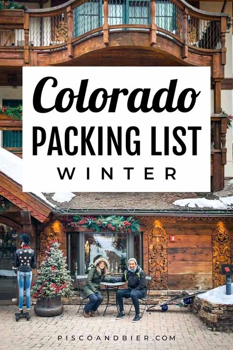 Packing list for Colorado winter: What to pack for Colorado in winter? Looking for a Colorado packing list winter? Here's Colorado winter weekend packing list with everything you need for Colorado in winter. Colorado Winter Packing List, Pack For Colorado Winter, What To Wear Colorado Winter, How To Dress In Colorado Winter, Winter Outfits For Colorado, What To Pack For A Ski Trip To Colorado, Packing For Breckenridge Colorado, Colorado In February Outfits, Colorado In January