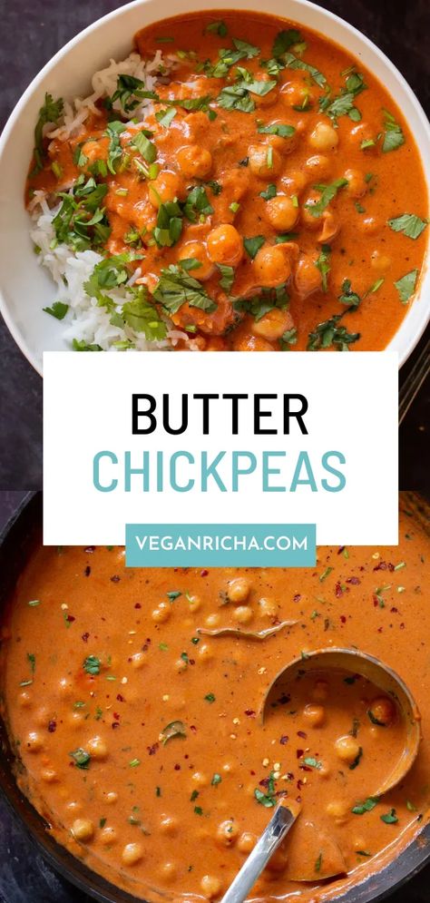 Your favorite Indiana recipe made vegan! This is an 8-ingredient, 30-minute dump-and-done Indian butter chickpeas recipe. It’s packed with butter chicken sauce flavor but uses tender chickpeas as the protein instead of chicken. Chicken Curry Sauce, Butter Chickpeas, Pot Simmer, Vegan Butter Chicken, Butter Chicken Sauce, Butter Chicken Curry, Chicken Sauce Recipes, Chickpeas Recipe, Vegan Indian Recipes