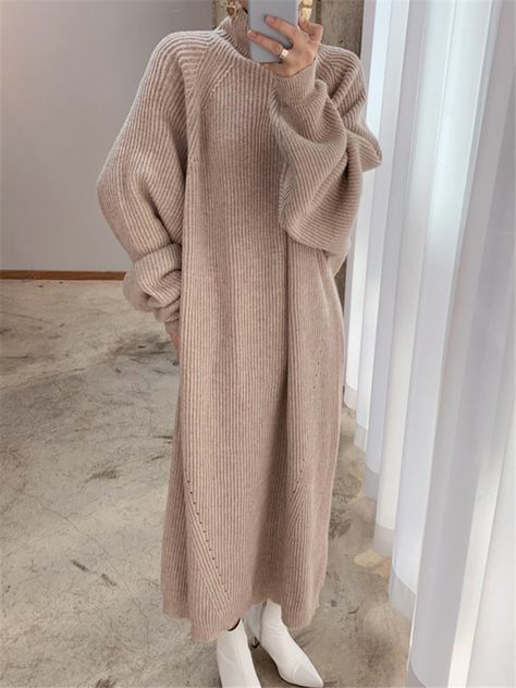 Thick Winter Women'S Dress 2021 Fall Sweater Women Dress Long Sleeve  Knitted Dresses Maxi Vintage Winter Sweater Dresses, Fall Sweaters For Women, Goth Outfit, Moda Streetwear, Sweater Maxi Dress, Boho Sweater, Women Sweaters Winter, Long Sweater Dress, Winter Pullover