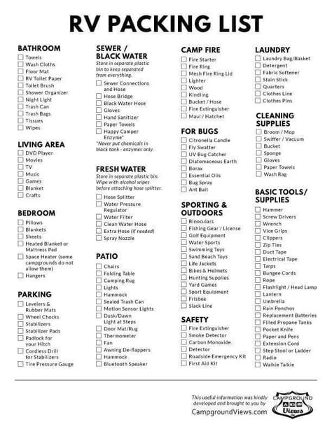 Travel Trailer Must Have List, Camper Supplies List, Camping List For Camper, Camper Necessities List, Camper Must Have List, Trailer Necessities, Rv Necessities, Camper Packing List, Camping Lists