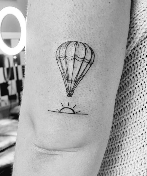 Tattoo Hot air balloon Hot Airballon Tattoo, Minimalist Hot Air Balloon Tattoo, Fine Line Hot Air Balloon Tattoo, Vintage Hot Air Balloon Tattoo, Hot Air Balloon Tattoo Small Simple, Simple Hot Air Balloon Tattoo, Airballons Tattoo, Hot Air Balloon Tattoos, Small Hot Air Balloon Tattoo