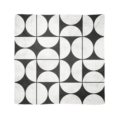 Microfiber polyester silky scarf with a slightly transparent effect. Vivid one side print, visible on the reverse. Mid-Century Modern Pattern No.2 - Black and White Concrete // geometric pattern design made with black and white concrete textures Printed Tiles Floor, Mid Century Tile Flooring, Flooring Tile Pattern, Stone Inlay Patterns, Patterns In Interior Design, Geometric Pattern Interior Design, Black And White Flooring Texture, Black And White Tile Pattern, Concrete Floor Pattern