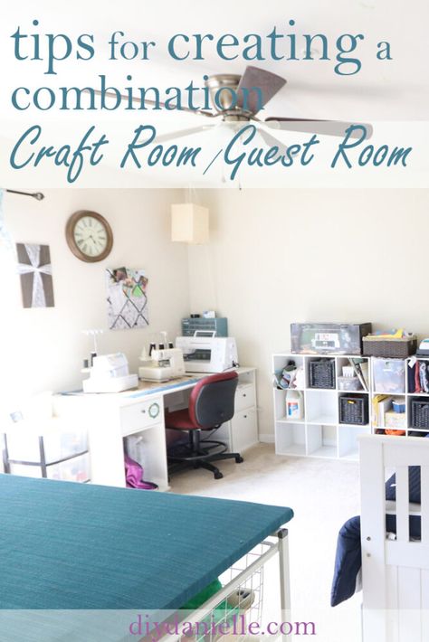 Guest Room Craft Room Combo, Craft Room Guest Room Combo, Guest Room Organization, Multi Purpose Guest Room, Multipurpose Guest Room, Guest Room Storage, Office Craft Room Combo, Small Guest Room, Small Craft Rooms