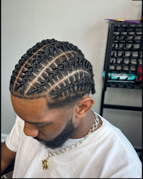 Braided Hairstyles Black Man, Barrel Twist Cornrows Men, Barell Twist Two Strand, Men 4c Hairstyles, 6 Barrel Twist, Braids With Tapered Sides And Back, Short Barrel Twists, Barrel Twist Braids, Men Barrel Twist Style