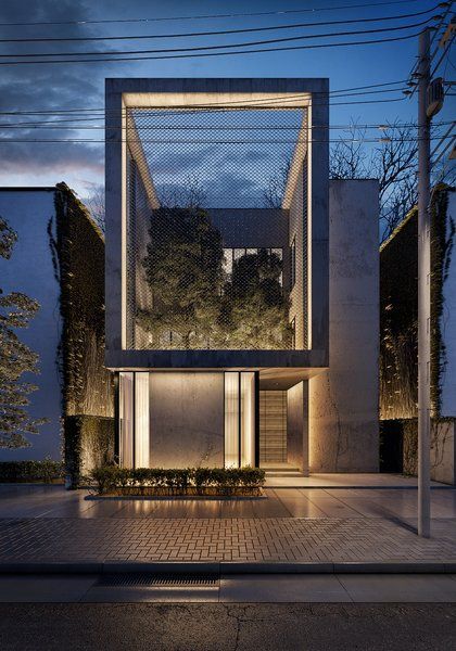 Perspective Architecture, Facade Lighting, Garden Architecture, Architecture Exterior, Facade Architecture, House Architecture Design, Facade Design, Villa Design, Modern Exterior