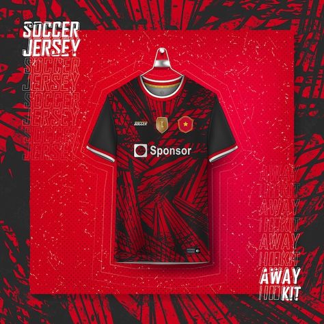 Red Jersey Design Football, Red And Black Jersey Design, Red Jersey Design, Sport T Shirt Design, Football Jersey Design, Soccer Jersey Design, Jersey Template, Sublimation Jersey, Football Shirt Designs