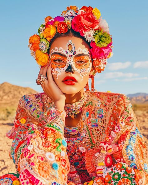 Día de los Muertos fashion editorial. #beinspired Fashion Editorial, Halloween Makeup, Face Makeup, Editorial, Halloween, Makeup, Quick Saves, Color, Halloween Make Up