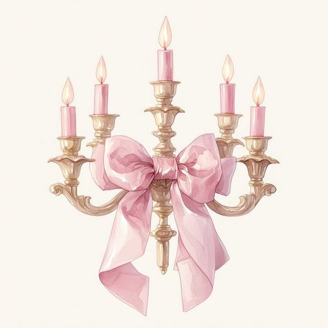 Coquette vintage candelabra chandelier candle lamp. | free image by rawpixel.com / Ning Pink Vintage Illustration, Chandelier Illustration, Coquette Candle, Coquette Art, Candle Illustration, Chandelier Candle, Candelabra Chandelier, حفل توديع العزوبية, Candlestick Chandelier