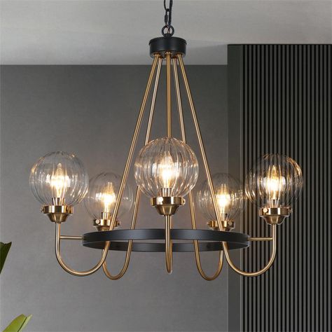 Rosdorf Park Yedidal 5 - Light Dimmable Chandelier & Reviews | Wayfair Gold Light Fixture, Entryway Chandelier, Foyer Chandelier, Wheel Chandelier, Chandelier Metal, Foyer Lighting, Dining Room Light Fixtures, Wagon Wheel Chandelier, Gold Chandelier