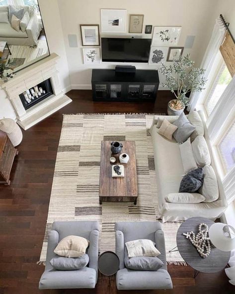 Living Room Layout With Awkward Corner Fireplace - Soul & Lane Awkward Living Room Layout, Apartment Living Room Layout, Corner Fireplace Living Room, Rectangle Living Room, Rectangular Living Rooms, Living Room Layout, Bassett Furniture, Upholstered Armchair, Corner Fireplace