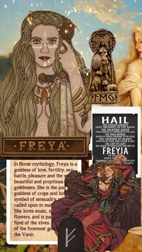 Freya Aesthetic, Magical Creatures Mythology, Viking Goddess, Goddess Freya, Freya Goddess, Goddess Aesthetic, Norse Goddess, Norse Myth, Norse Pagan