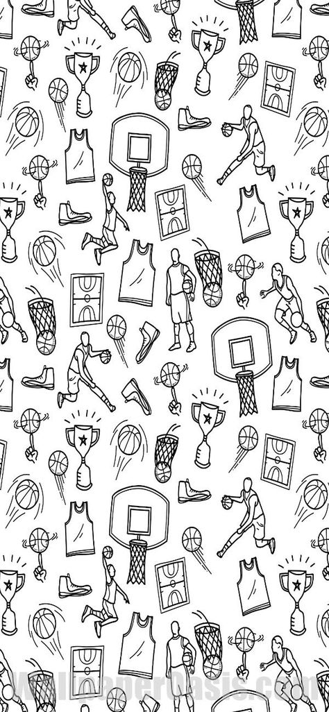 All Sports Wallpaper, Sports Wallpaper Backgrounds, Basketball Doodle, Basketball Iphone Wallpaper, Basketball Drawings, Basketball Background, Haiwan Comel, Ball Aesthetic, Bola Basket