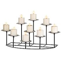 Fireplace Mantle Black, Pillar Candles Fireplace, Candle Fireplace, Fireplace Candle Holder, Black Pillar Candles, Dancing Flame, Candles In Fireplace, Floor Candle Holders, Candle Stands