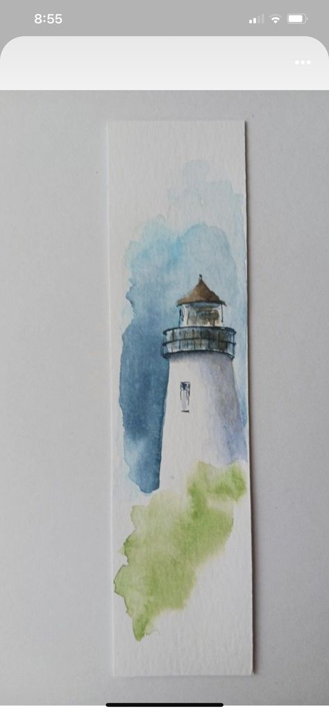 Cute Watercolour Bookmark, Bookmark Diy Watercolor, Watercolour Painting Bookmarks, Watercolor Gifts Ideas, Easy Small Watercolor Paintings, Book Mark Ideas Watercolor, Easy Watercolour Painting Landscape, Watercolor Book Marks Diy, Small Watercolor Ideas