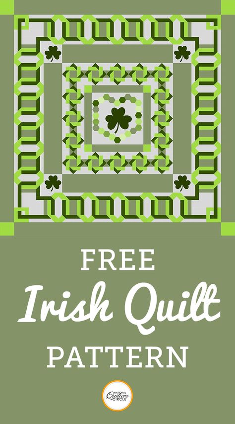 Celtic Quilt Patterns Free, Celtic Knot Quilt Pattern, Irish Quilts, Norse Patterns, Irish Quilt Patterns, Holiday Quilt Patterns, Irish Quilt, Green Quilts, Celtic Quilt