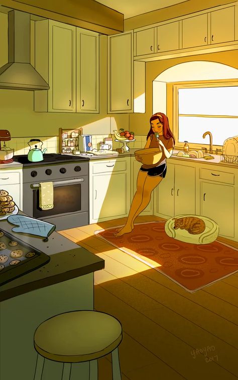 What It's Like to Live Alone Art | POPSUGAR Smart Living Personaje Fantasy, Art Mignon, Joy Of Living, Living Alone, Illustration Art Girl, Art Et Illustration, Fete Anime, 판타지 아트, Art And Illustration